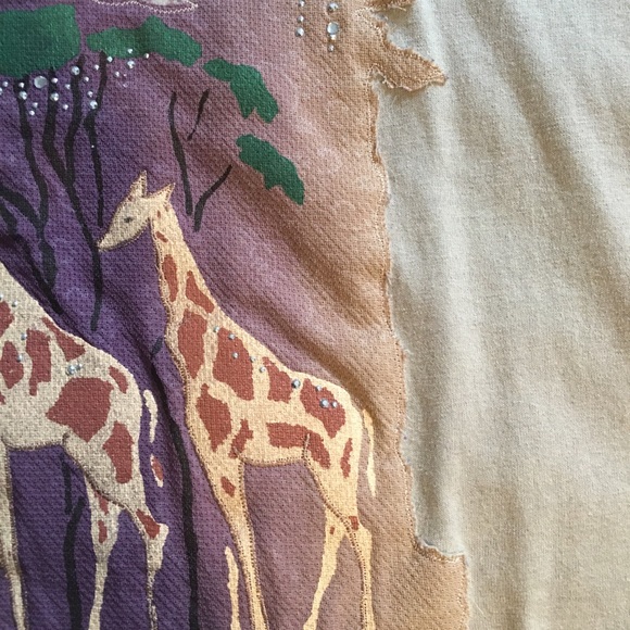 🦒VTG rhinestone Giraffe box cut crop Tee - Picture 3 of 6